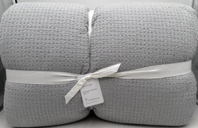 Edredón Pottery Barn Vintage Algodón Lavado Lino KING ~ Azul Nube Foto 1 de 2