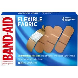 Band Aid J&J Flexible Fabric, 1" x 3", 100 Adhesive Bandages