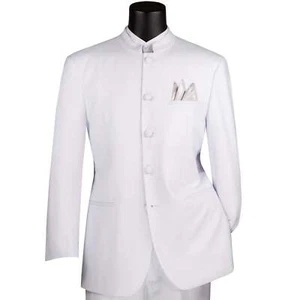 VINCI Men's White 5-Button Classic-Fit Tuxedo w/ Banded Collar - NEW - Picture 1 of 3