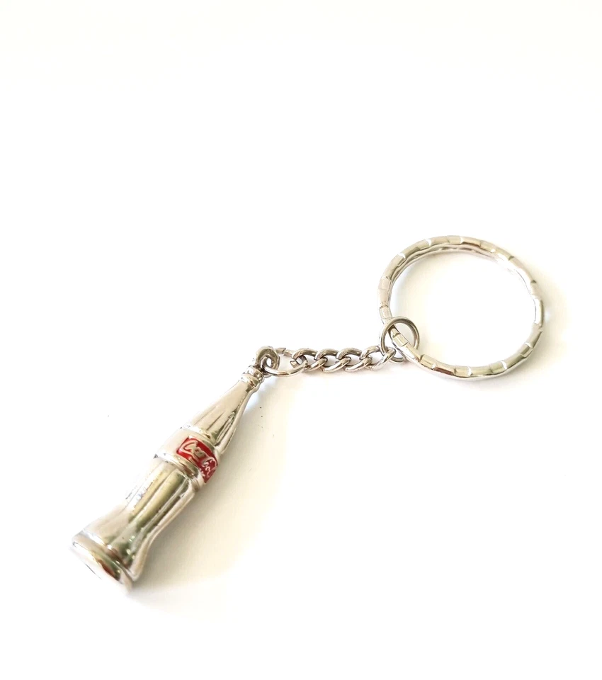 2-дюймовый серебряный брелок для ключей бутылка кока-колы брелок коллекционный металлический много лет - Изображение 1 из 4