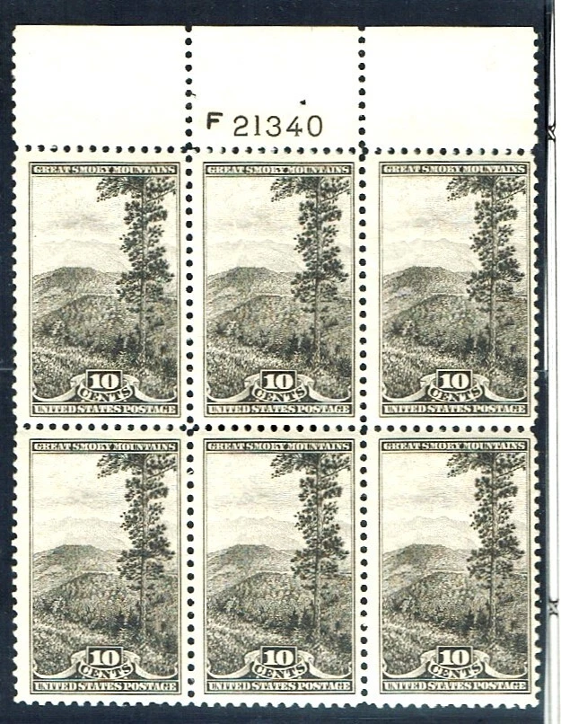 1934 Parques Nacionais dos EUA EDIÇÃO 10c Great Smokey Plt#Preto de 6 Sc#749 M/NH/OG GEM - Imagem 1 de 1
