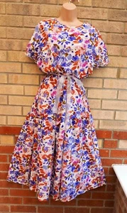 BLANCO MORADO ROSA MANGA CORTA CINTURÓN LÍNEA UNA VESTIDO CASUAL MUY MAXI LARGO 16 XL - Imagen 1 de 9