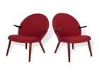 Vintage Mid Century Danish Modern Red Lounge Chairs By Kurt Olsen, 1960S