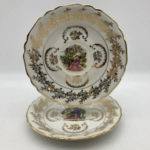 RARE Vintage Limoges Porcelaine Veritable Saucers Plates 5.5'', Marked- Set of 2 - Picture 1 of 11