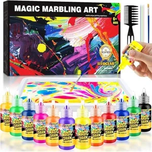 Marmorierfarbe Set inklusive Zubehör - Set - Marbling 12 Farben Paint Kit - Bild 1 von 13
