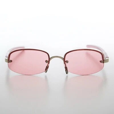 Pink Rimless Lens Vintage Sunglass - Coral - Image 1 of 3
