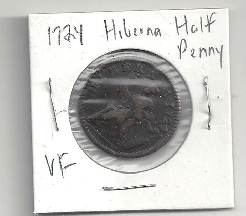 1724 Wood's Hibernia Half Penny VF Cover