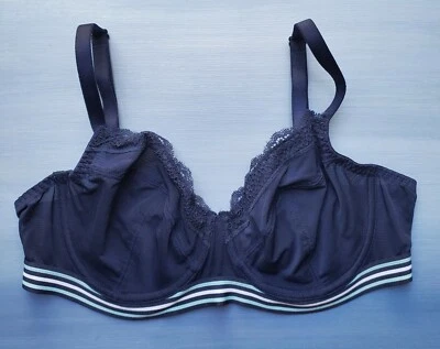 Sujetador M&S Balconette sin forro de malla con aros y encaje EE. UU. 36C UK 36D azul marino transparente Foto 1 de 4