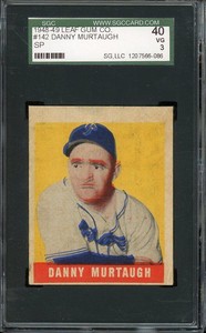 1948 Leaf #142 Murtaugh - Pittsburgh Pirates - Rookie - Short Print - SGC 40 VG