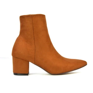 Damen-Chelsea-Stiefeletten mittelhoher Blockabsatz Reißverschluss spitz zulaufend Booties 3-8 - Bild 1 von 64