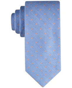 Tommy Hilfiger Linen-Silk Blend Dot Tie Men's Blue/Orange Adjustable - Picture 1 of 8