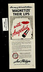 1943 Louis Philippe Lipstick Magnetize Lips Angelus Red Vintage Print Ad 22901