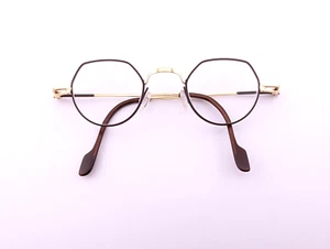 Anne et Valentin Eyeglasses, Frames Only, Matte Brown Shiny Gold, Metal, France - Picture 1 of 20
