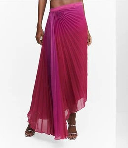 Mango Women's Pleated Asymmetric evase design Midi Skirt Size 4 - Picture 1 of 7