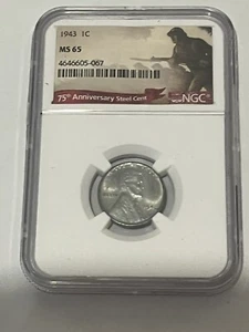 1943 1C Lincoln 75th Anniversary Steel Cent NGC MS65 Label Gr8 4 Sammler! - Bild 1 von 8
