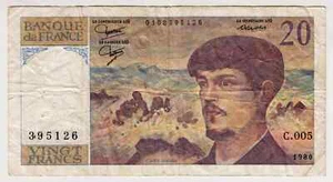 1980 France 20 Francs 395126 Paper Money Banknotes Currency - Picture 1 of 2