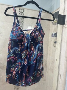 MIRACLESUIT 6 tankini top blouson swimsuit multi paisley loose fit - Picture 1 of 8