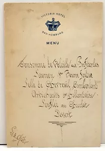 Victoria Hotel Bad-Homburg Germania menu cena viaggi europei c.1897-1900 C2 - Foto 1 di 2