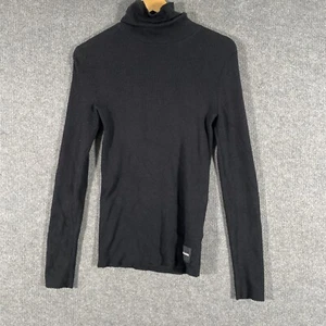 Calvin Klein Jumper Womens M Black Sweater Pullover Wool Blend Ribbed Knit A1 - Picture 1 of 12