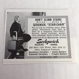1960 Vintage Print Ad Sedgewick Stair Chair  - Picture 1 of 3