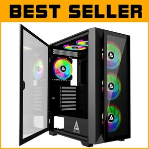 Elegant Mid Tower Case for Gamers: 6x ARGB Fans & Easy Component Access - Picture 1 of 9