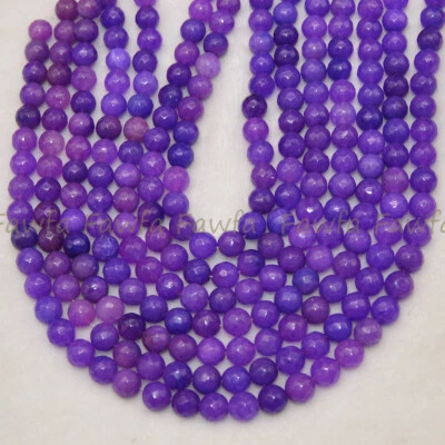 Gemas redondas Sugilite púrpura facetadas de 8 mm cuentas sueltas para hacer joyas hilo de 15" Foto 1 de 4