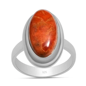 Natural Sponge Coral Gemstone Solid 925 Sterling Silver Oval Shape Ring Jewelry - Picture 1 of 7