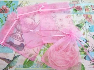 96 Drawstring Organza Bag 4x5" Party Gift/Baby Shower Favors/Pouch/Craft O2-Pink - Picture 1 of 2