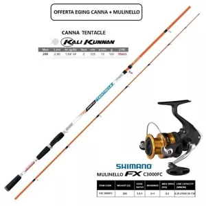CANNA EGING KALI KUNNAN TENTACLE 2,40mt EGI 1.8-3.0 + MULINELLO SHIMANO FXC3000F - Foto 1 di 1