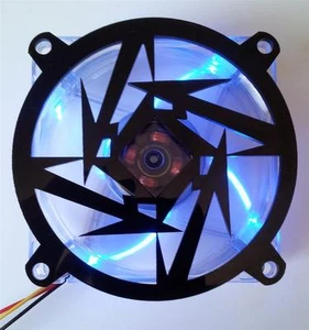 Maßgeschneiderte 140 mm METALLICA STAR Computer Lüfter Grill Hochglanz Schwarz Acryl Kühlabdeckung - Bild 1 von 3