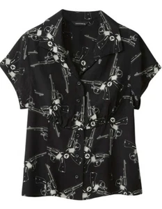 Hysteric Glamor Bluse HYS SCHMETTERLING Muster offener Kragen - Bild 1 von 11