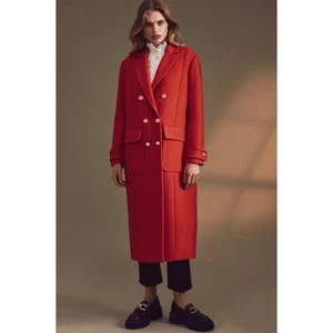 Neu mit Etikett! KAREN MILLEN italienischer zweireihiger Mantel aus Schurwolle Kaschmir einfarbig rot 12 - Bild 1 von 17