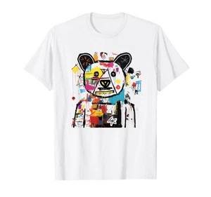MENS Small Vibrant Bear Graffiti Urban Street Style White TSHIRT - Picture 1 of 1