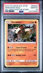 Pokémon Black Star Promo 2019 #SM223 Terrakion Cosmos PSA 10 (POP: 4) - Imagen 1 de 3
