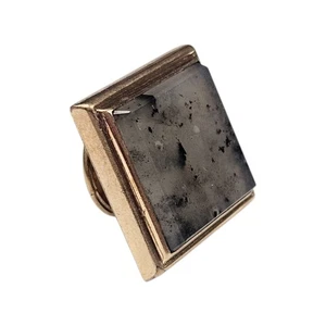 Antique Victorian Button Stud Cuff Link Gray Quartz Gold Plated Square 1880s     - Picture 1 of 12