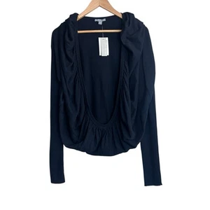 James Perse Cardigan Womens 2 / Medium Black Open Front Sweater Long Sleeve  - Picture 1 of 11
