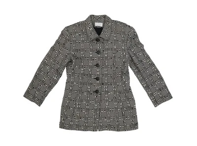 Blazer Doncaster Feminino 10 Preto Branco Texturizado Xadrez Forrado com Botão Feito nos EUA - Imagem 1 de 4