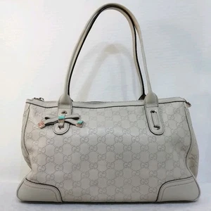 NO TARIFFA GUCCI 177052-502752 Borsa a mano GG Shima in pelle beige usata dal Giappone - Foto 1 di 10