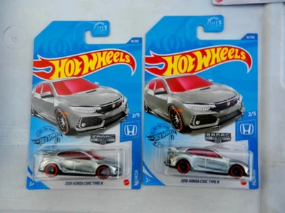 Hot Wheels #81 CONJUNTO DE DOIS Honda 2018 Civic Type R Zamac HTF #2/5 HONDA SERIES - Imagem 1 de 3