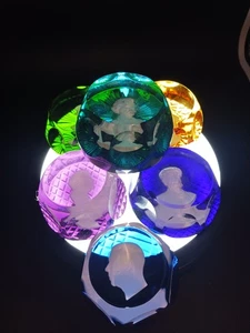 CR Albret Crystal Glass Sulfide Paperweights Lot Of 6 - Picture 1 of 3