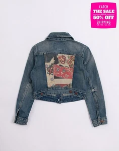 PVP €300 RALPH LAUREN Chaqueta Denim Niños Talla 7Y Contraste Espalda Desteñida - Imagen 1 de 4