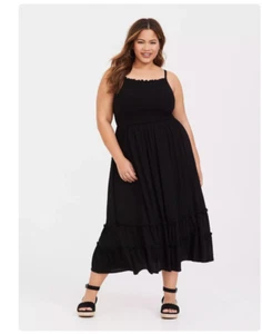 Vestido tórrido para mujer 3X negro liso callis vestido midi sin mangas elástico - Imagen 1 de 8