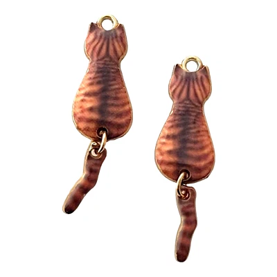 10 dijes para gatos marrón oscuro naranja cola móvil gotas de cuentas felinas colgantes de 1,37" Foto 1 de 2