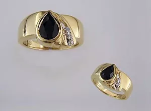 18KT GOLD OVER STERLING SILVER SAPPHIRE & DIAMOND RING-10 - Picture 1 of 1
