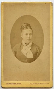 Portrait jeune femme CDV Pernelle Belfort Montbeliard photo ancienne 19e s. - Foto 1 di 2