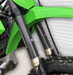 Pro Carbon Fork Protectors for KAWASAKI KX250F 2006 - 2024 Motocross - Picture 1 of 2