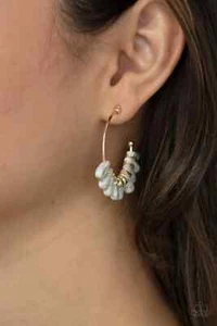 Paparazzi POSHLY PRIMITIVE white HOOP earrings - Picture 1 of 2