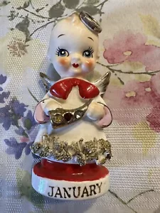 Vintage Kewpie Holiday January Ceramic Decor Spaghetti Trim Figurine - Picture 1 of 12
