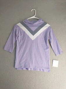 So Girls Top Medium 8 Purple Hooded Sporty Tee Long Sleeve Cotton Blend Pullover - Picture 1 of 9