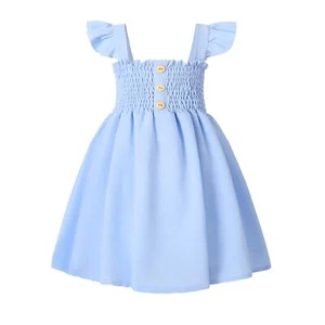 Toddler Dress Ruffle Sleeveless Button Down Denim Dress for Toddler Girl Dres... - Picture 1 of 6